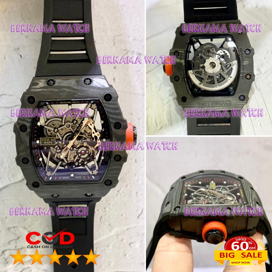 NEW JAM TANGAN PRIA RM 35-02 SWISS ETA BOX ORI WARRANTY 1 YEAR