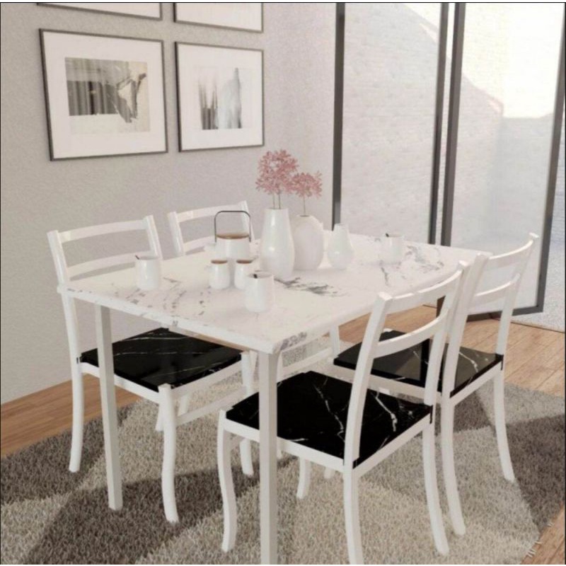 Meja Makan Minimalis Dtm Marble + 4 Km Olympic