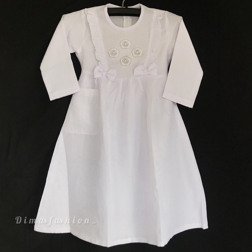 Gamis Anak Perempuan Putih 5-15 Tahun Free Hijab