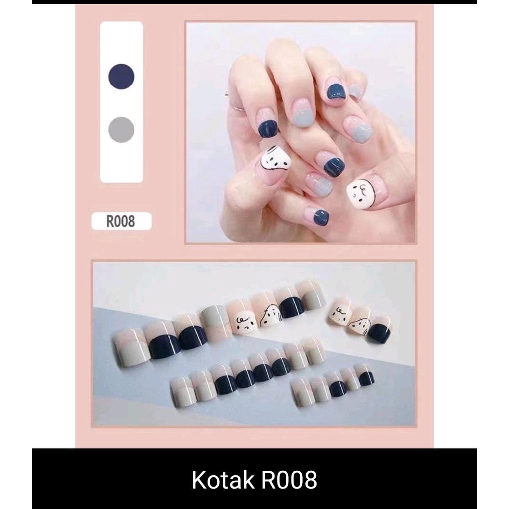 *galerybeautysemarang* Kuku Palsu Fake Nail Kuku Palsu Tahan Air 24 PCS Kuku Palsu Dan Lem /Fake Nail Art 3d /Stiker Kuku Tahan Air