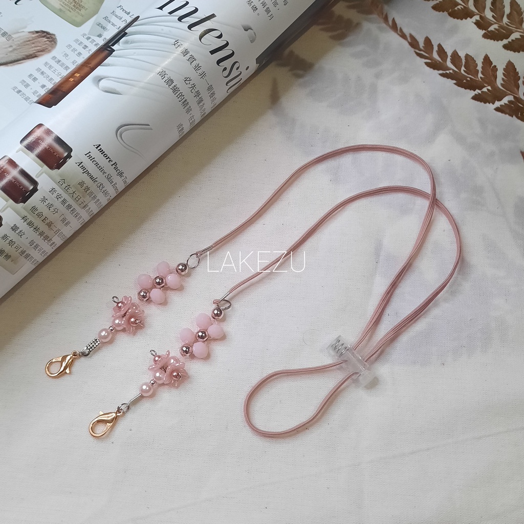 (Pink) Strap Masker 2in1 Tali Masker Hijab Konektor Masker Kalung Masker Strap Strap Masker Aestheti