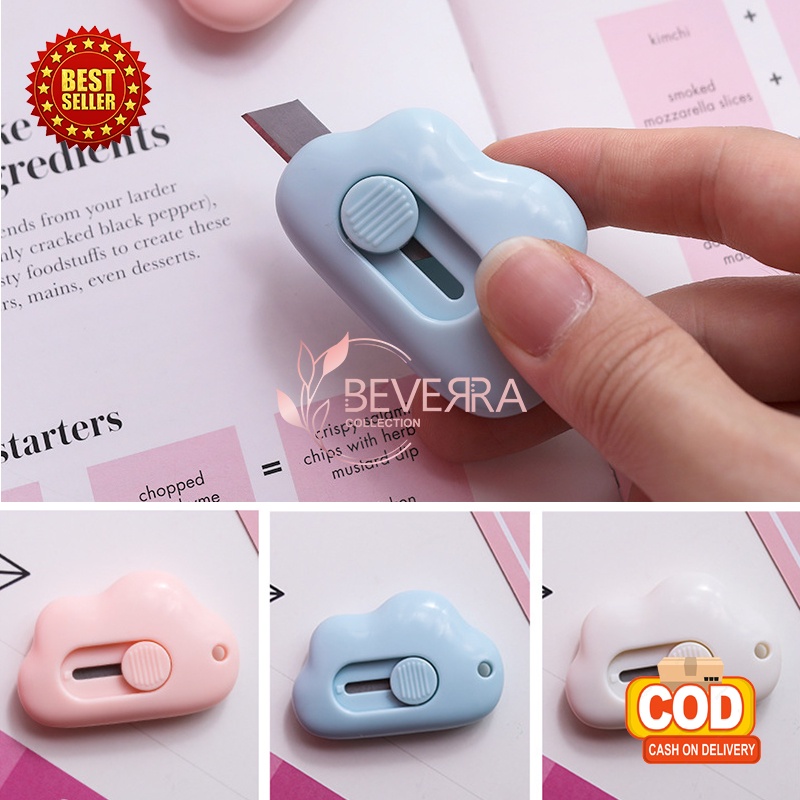

Cutter Mini Lucu Pisau Kecil Bentuk Awan Aksesoris Alat Tulis Kantor Pemotong Kertas Portable MX1062