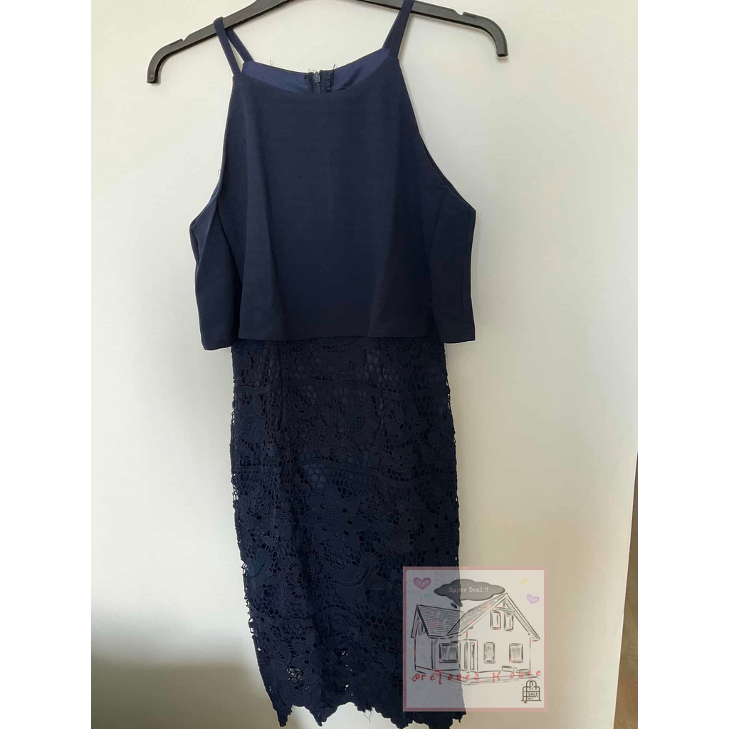 Dress Brokat Wanita / Dress Formal / Dress Pesta (Navy)