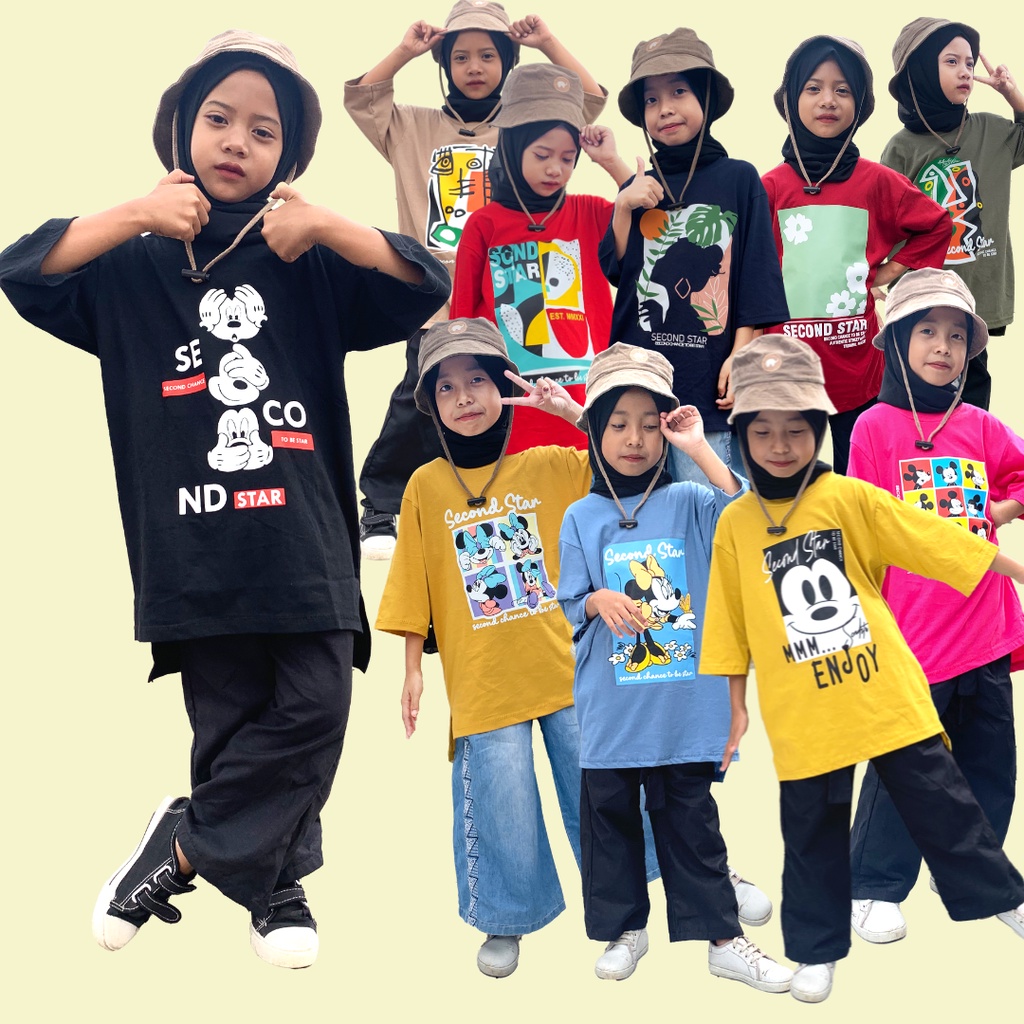 Kaos Tunik Anak Kaos Lengan 3/4 Anak Perempuan Original Secondstar /Baju Atasan Anak Combed 30s- AMR173