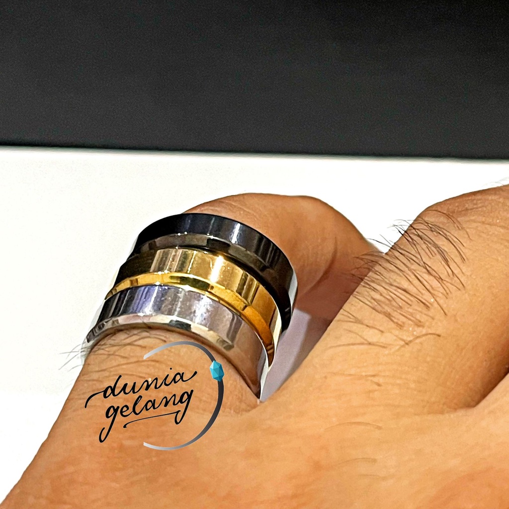 CINCIN TITANIUM HITAM EMAS SILVER GLOSSY PRIA WANITA COWOK CEWEK STAINLESS STEEL 316L CINCIN NIKAH