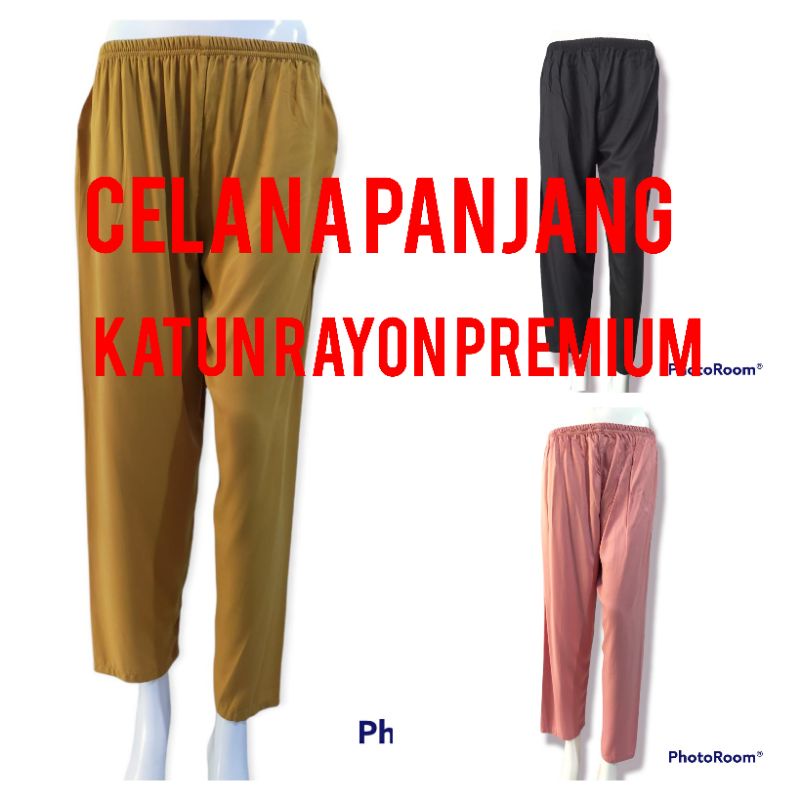 Celana Tidur Wanita Panjang Katun Rayon Polos / Celana Panjang Santai