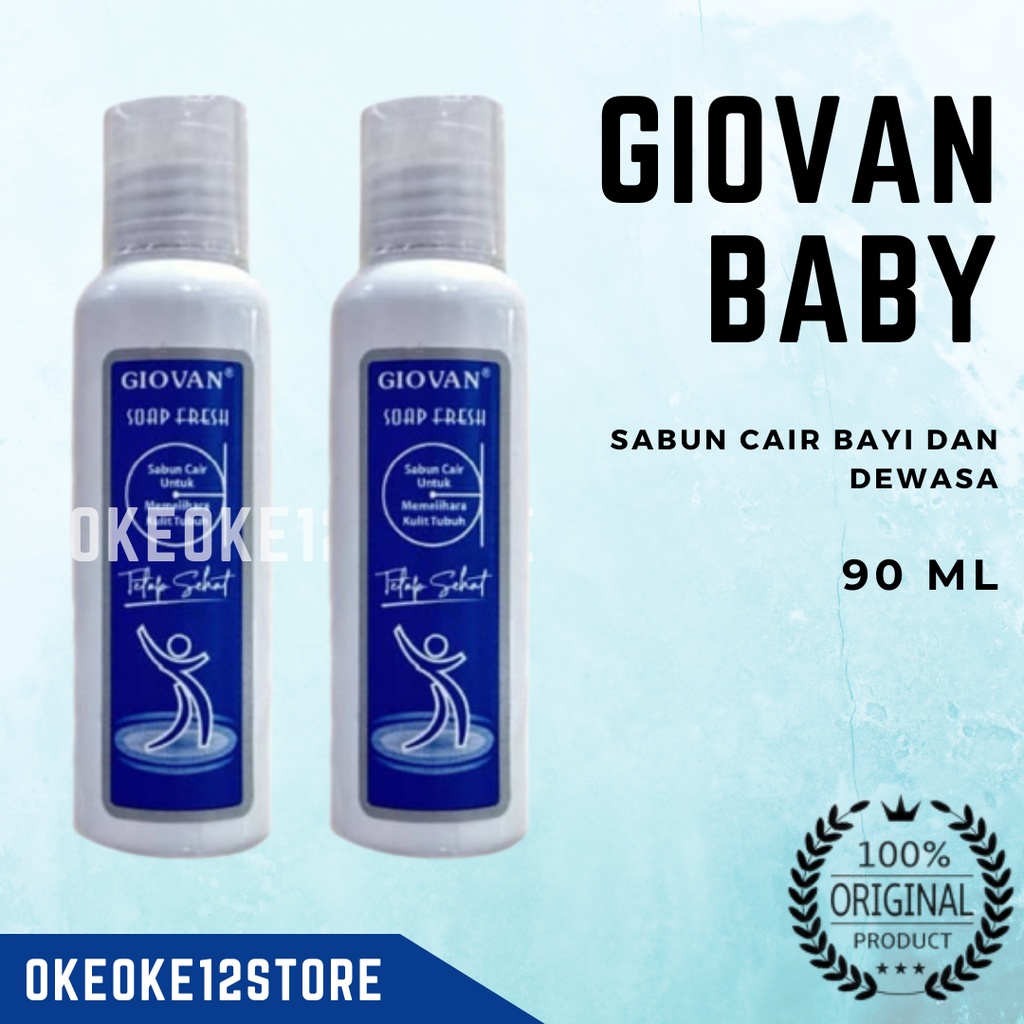 Sabun Giovan Biru 90 ml / Sabun Cair Bayi dan Dewasa / Sabun Antiseptik / Gatel-Gatel Alergi Cacar