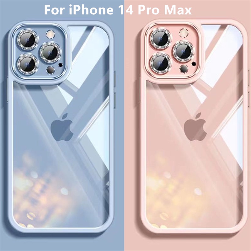 Case Transparan Shockproof Cover iPhone 14 13 12 11 Pro Max 14 Plus Dengan Bumper Pelindung Lensa