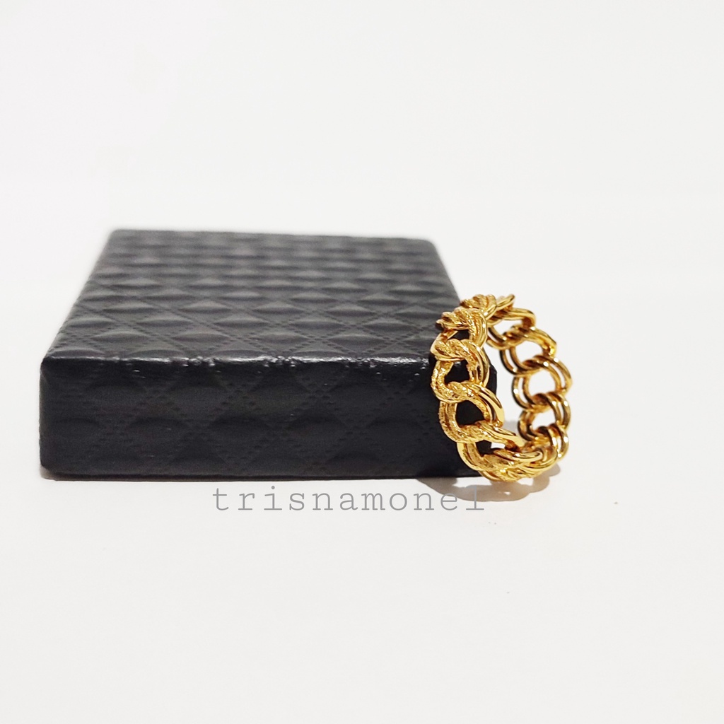 CINCIN MOTIF RANTAI KUNINGAN LAPIS EMAS