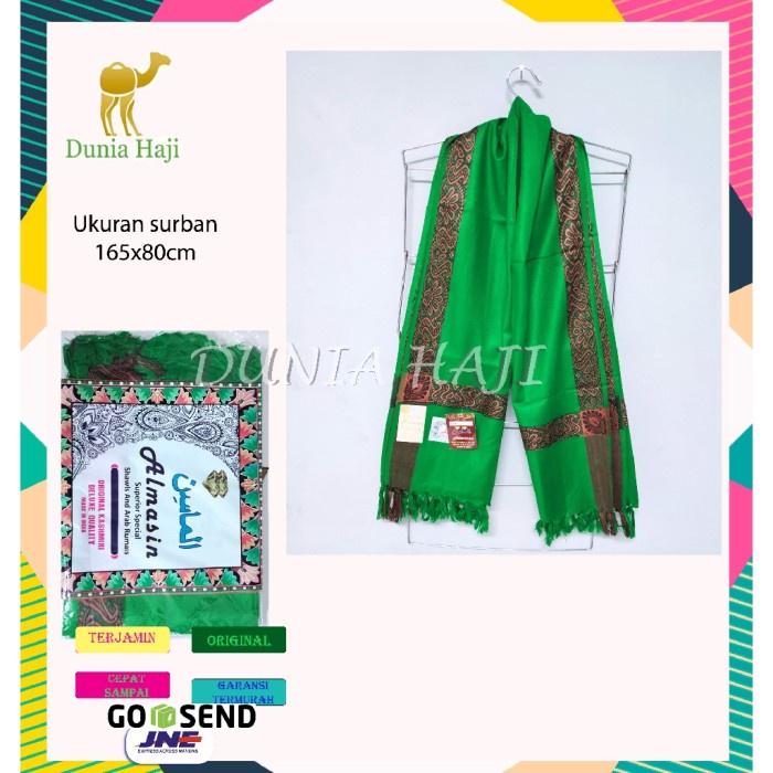 Sorban Grosir Sorban Surban Kashmir Hijau Asli Saudi Termurah(O1D8) GRATIS ONGKIR BISA COD Sorban Ri