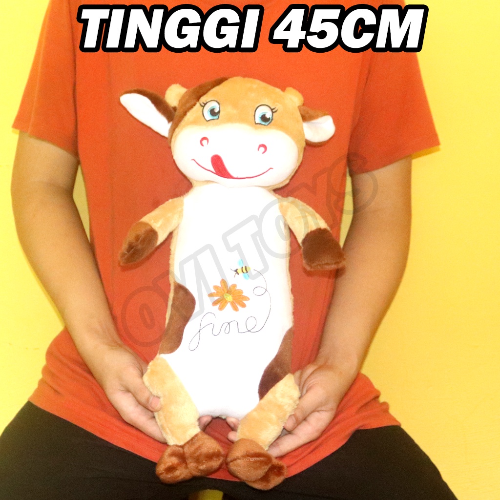 Boneka Sapi Guling Bahan Yelvo Tinggi 45cm Berlabel SNI