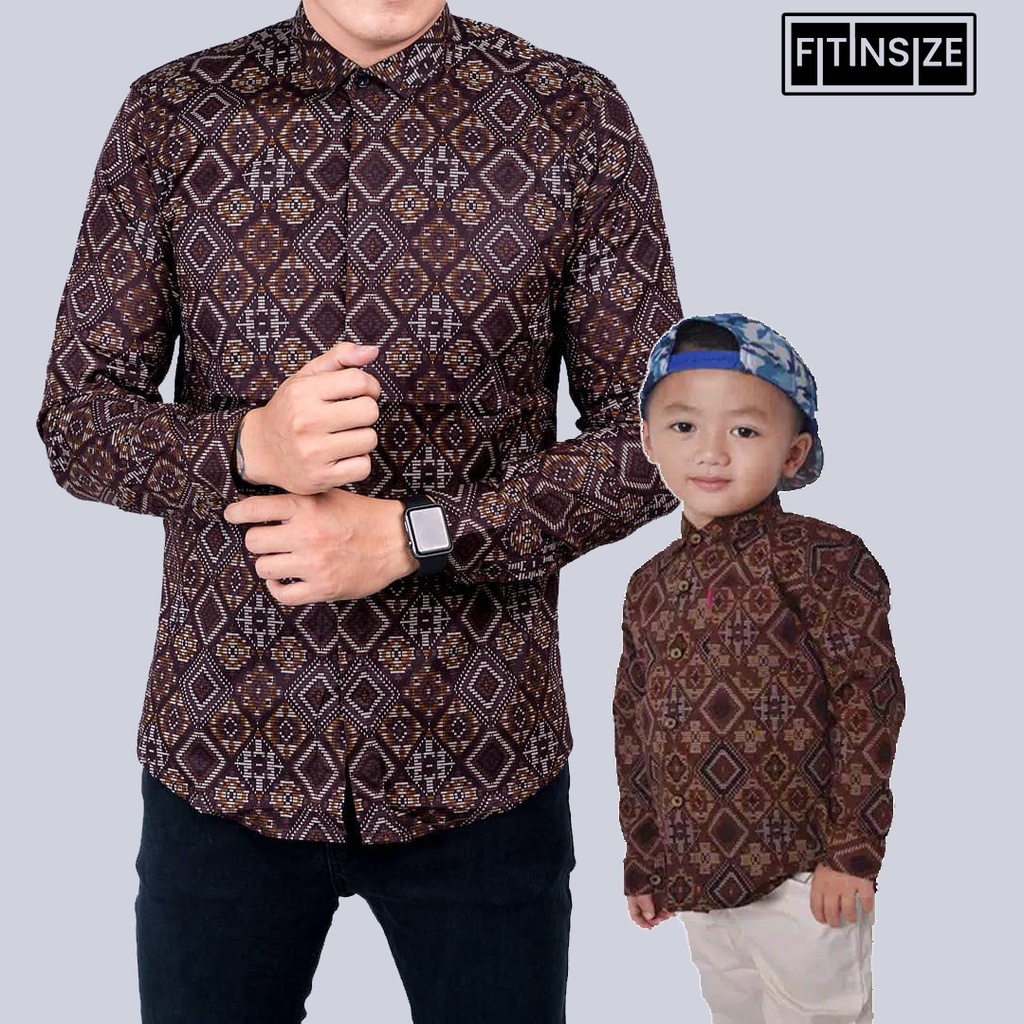 BATIK AYAH ANAK COUPLE PREMIUM DIAMOND COKELAT