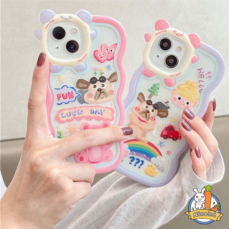 Soft Case Pelindung Lensa Shockproof Motif Kartun Monster Kecil Untuk iPhone 14 13 12 11 Pro Max X Xr Xs Max 7 8 6 6s Plus SE 2020