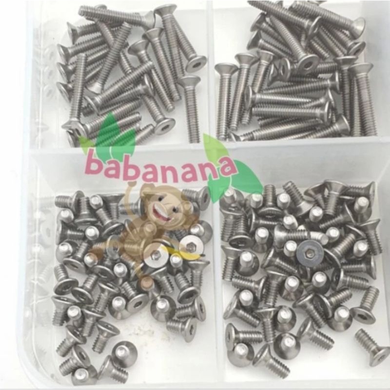 600pcs M2 flat head countersunk baut hex screw mur washer nut