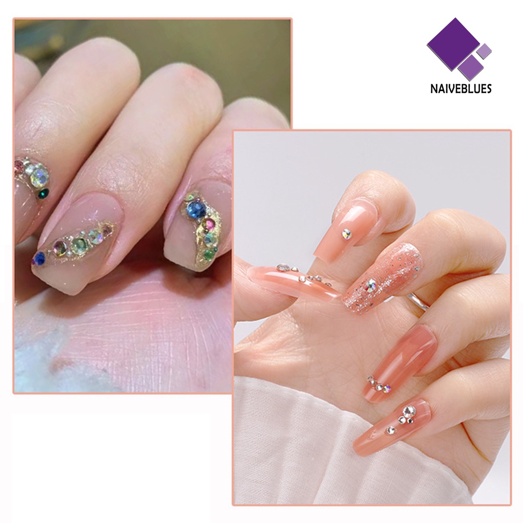 Naiveblue 1440Pcs / Kantong Berlian Imitasi Alas Datar Ringan Untuk Dekorasi Nail Art DIY