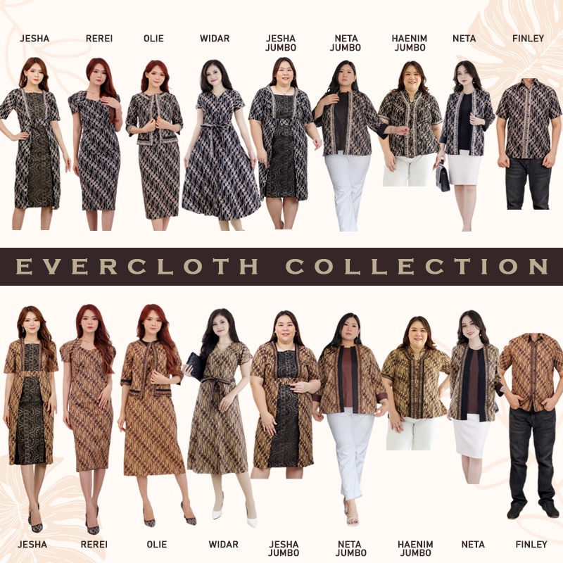 Evercloth Haerin Blouse Wanita Atasan Wanita Blouse Batik Perempuan Atasan Batik Wanita Lengan Pendek Kebaya Batik Baju Kutu Seragam Sarimbit Set