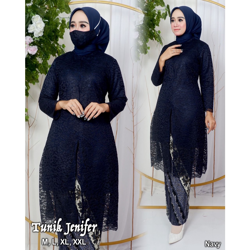 Setelan kebaya brukat busui friendly sleting depan XXXL - LD 130 | Kebaya tunik | Kebaya remaja | Baju outfit pesta lamaran wisuda dan pernikahan Size M L XL XXL