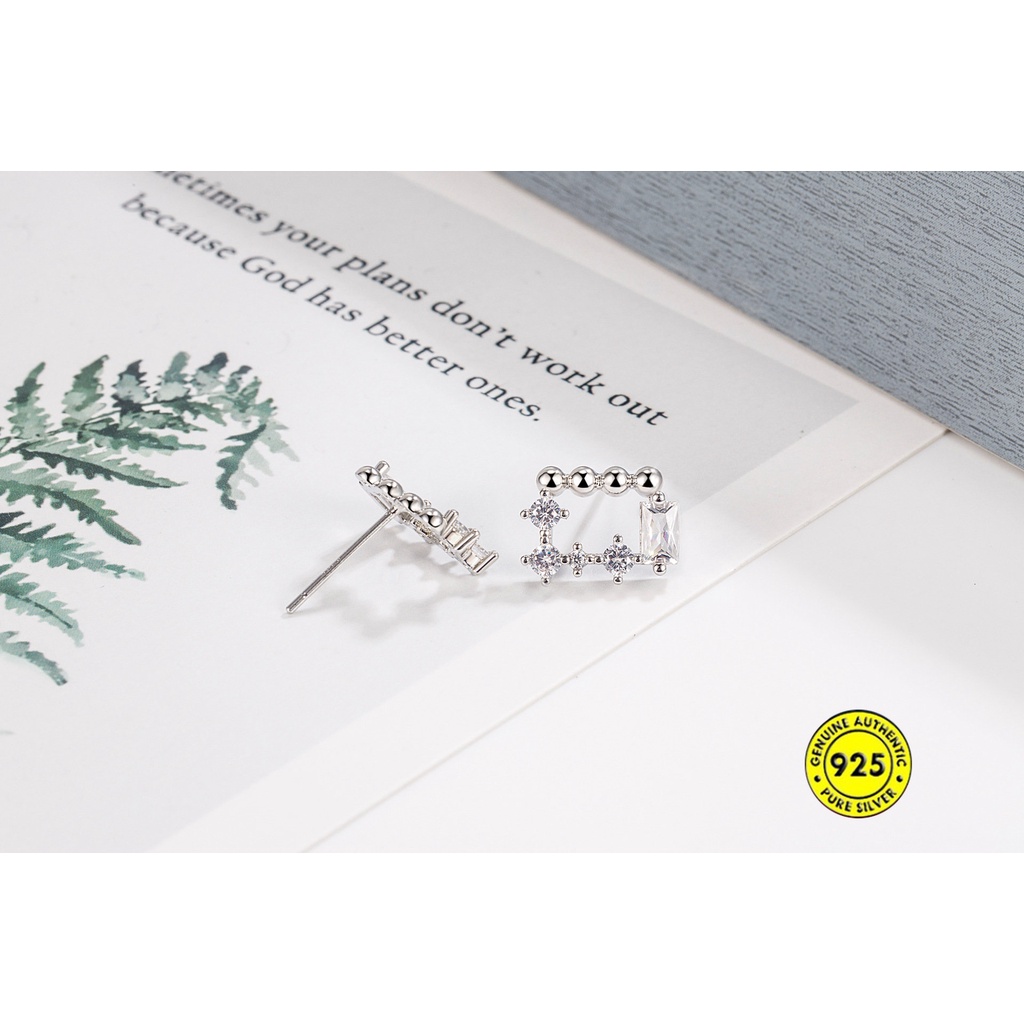 Anting Tusuk Retro Simple Bentuk Persegi Hias Manikmanik Bulat Untuk Wanita U1080