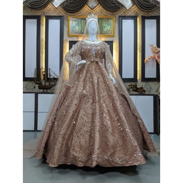 GAUN BARBIE SEQUIN MEWAH | BAJU PENGANTIN PRINCESS | GAUN WARNA WARNA CANTIK |WEDDING DRESS