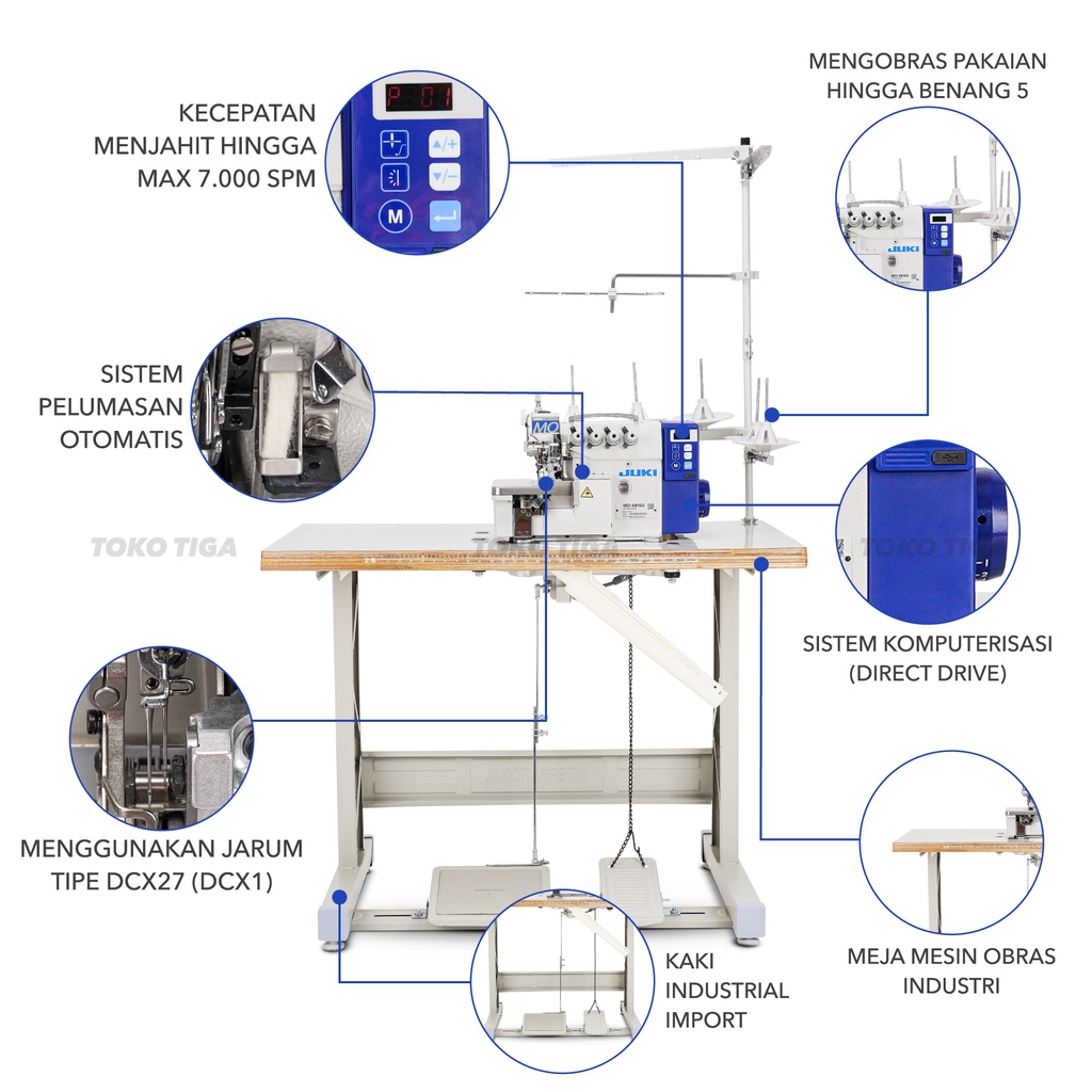 Mesin Obras Benang 5 JUKI MO6816S-DE4 / MO 6816S DE4 Heavy (Servo)