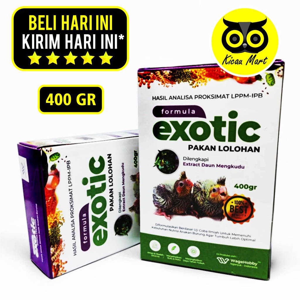 PAKAN MAKANAN BUBUR LOLOHAN FORMULA EXOTIC 400 GR BURUNG PIYIK BAYI ANAKAN LOVEBIRD KENARI F3KONSL