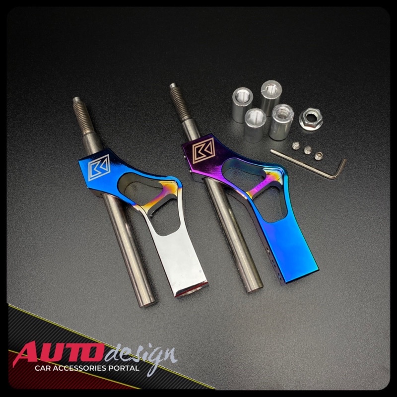 KTUNED Gear Shift Knob Ekstender Mobil Alumunium dan Baja Burn Blue Full Set Universal