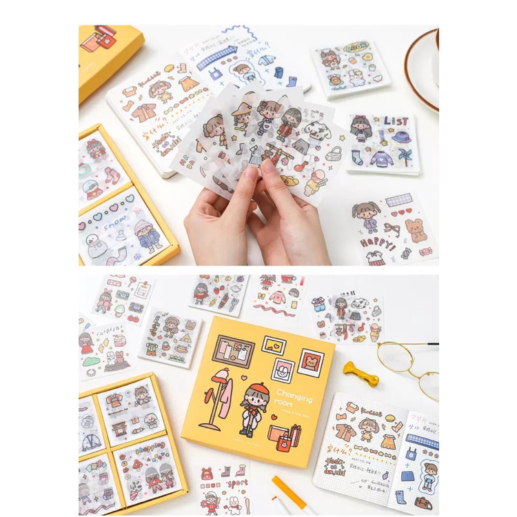 100 Lembar MOMO Stiker Waterproof Sticker Tumblr Lucu Kartun Korea Dekorasi Hiasan Scrapbook DIY