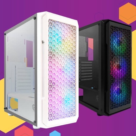PC Case Casing Cube Gaming Nava Free 3 Fan RGB ATX Gaming Case PC Komputer Gaming