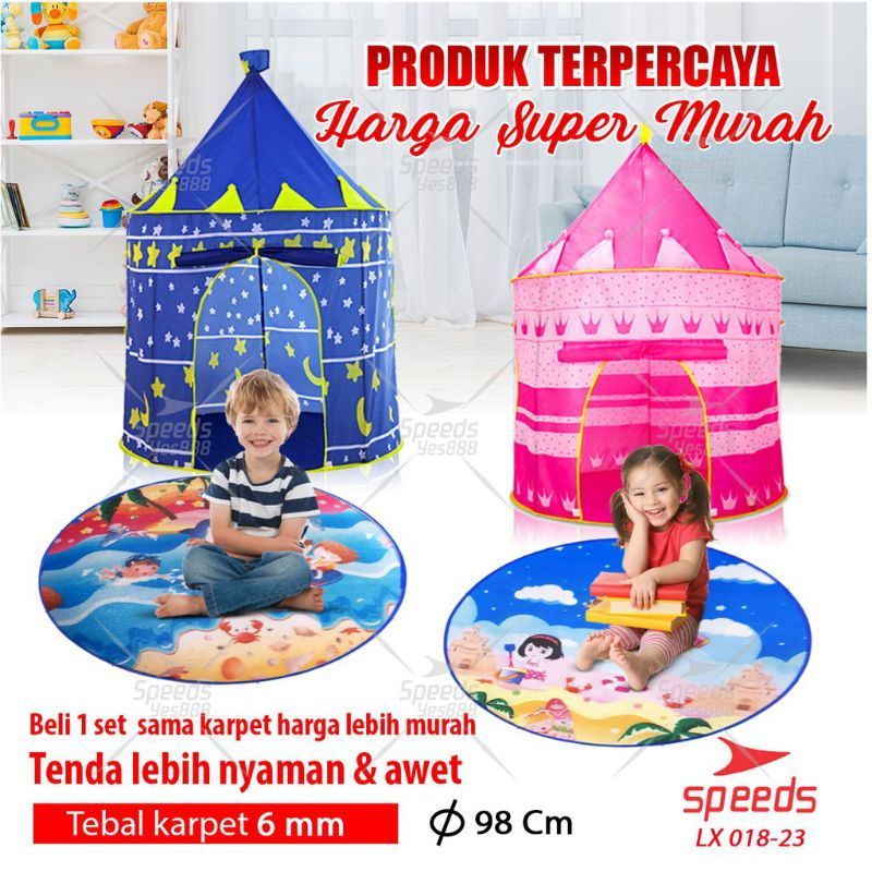 Tenda anak castle murah karakter anak perempuan laki-laki karpet frozen jumbo