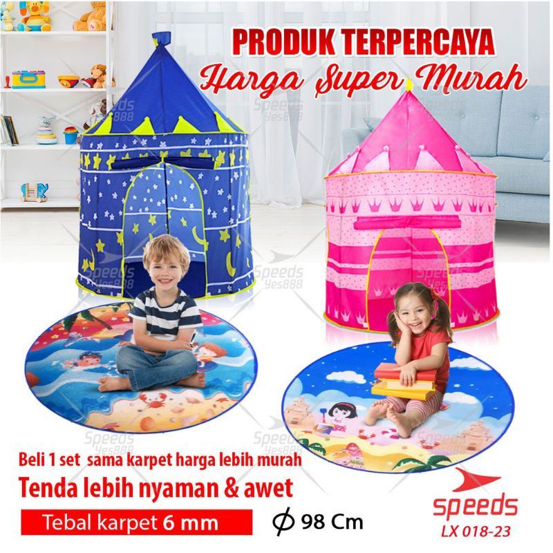 Tenda anak castle murah karakter anak perempuan laki-laki karpet frozen jumbo