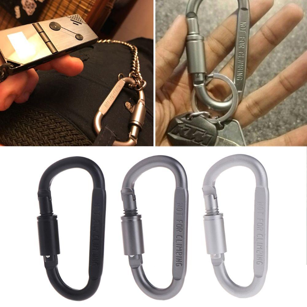 Rebuy Carabiner Bentuk D Alat Luar Ruangan Mendaki Kait Berkemah Bahan Aluminium Alloy Metal