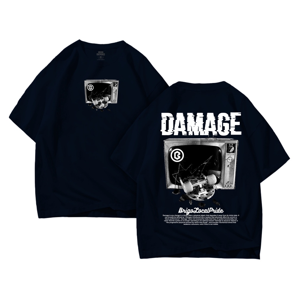 BRIGO Kaos Oversize DAMAGE II Kaos Jumbo Size Pria &amp; Wanita II Kaos Oversize II Print DTF