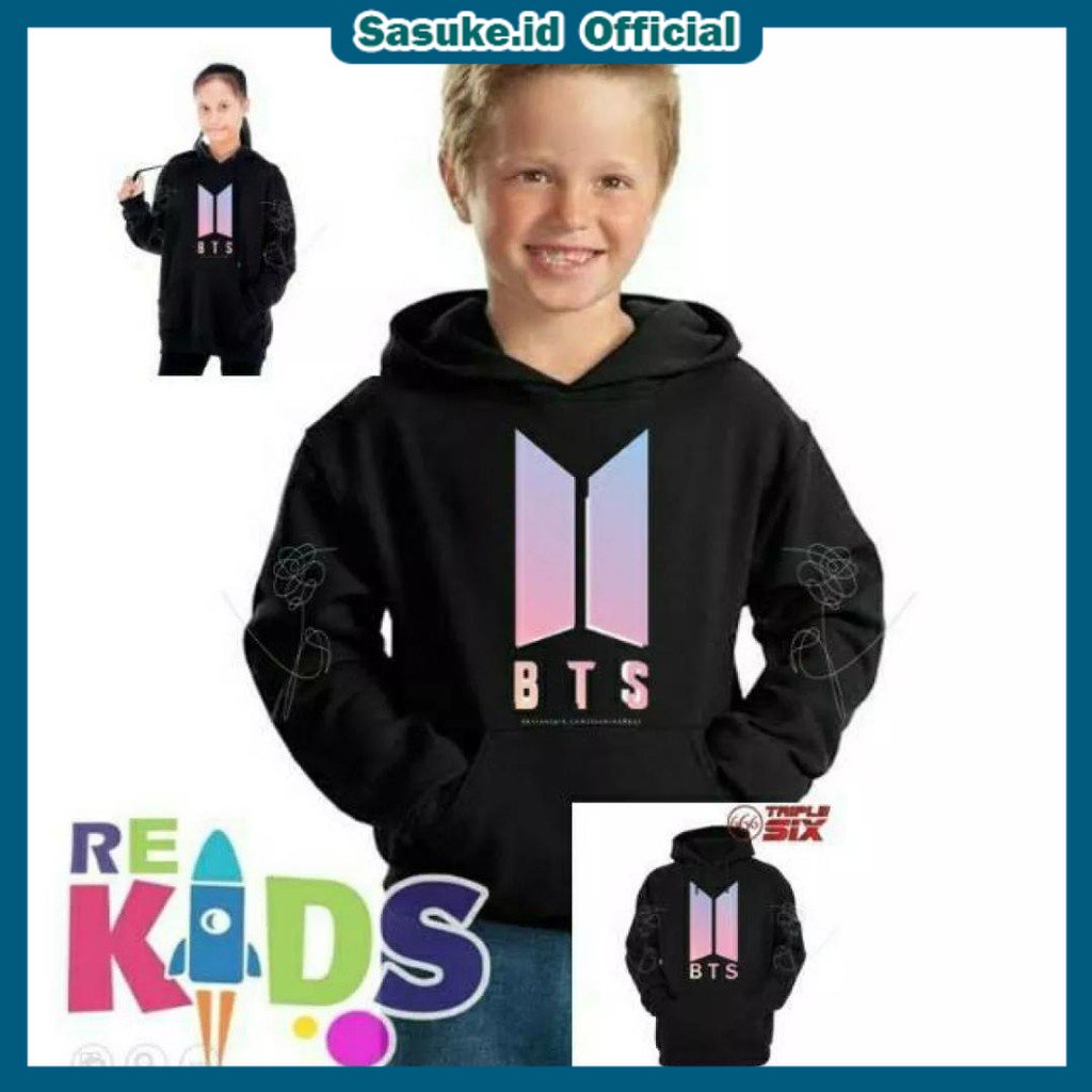 SWEATER HOODIE BTS Anak Kpop kekinian usia 6-11 tahun WANITA PRIA MURAH