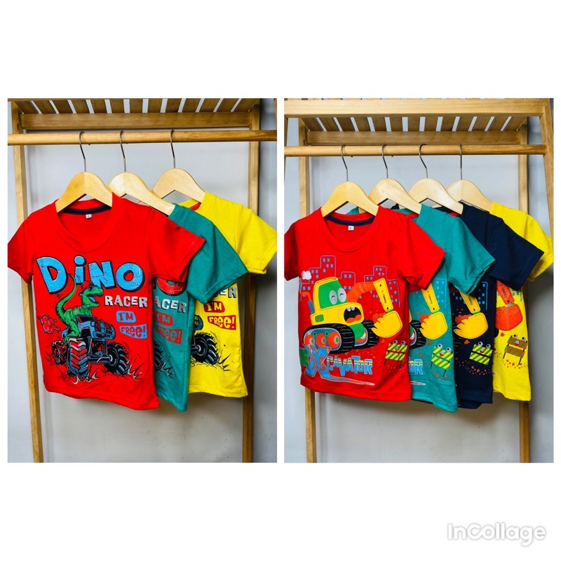 Kaos anak laki-laki-kaos DINO Racer-kaos excavator 1-10 tahun