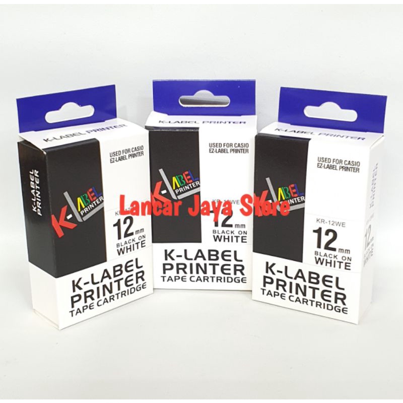 KR-Label Printer Black Ink White KR-12WE1/KR-Label It 12mm