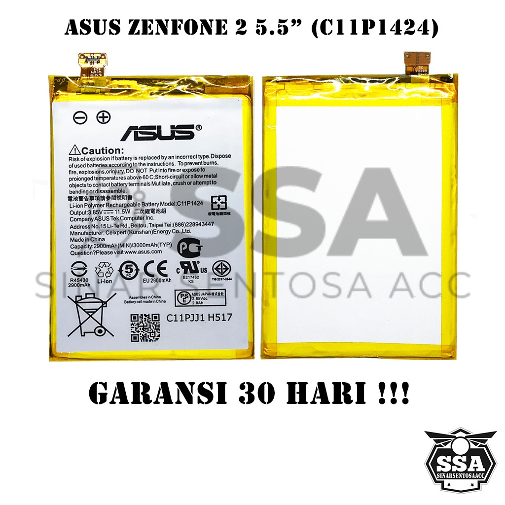 Baterai Original Asus Zenfone 2 5.5” C11P1424 ZE550ML ZE551ML Z00AD Z008D Z00ADB Z00A Z008 ZE008 ZE00AD ZE008 OEM Batre Batrai Batrei Battery Ori HP Batu Batere Garansi Murah Awet