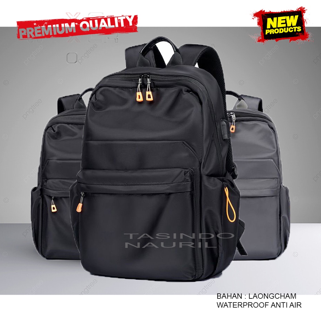 Tas Ransel Laptop Backpack Waterproof Usb Port distro bagpack gendong pria wanita sekolah bahan Laongcmah Anti air