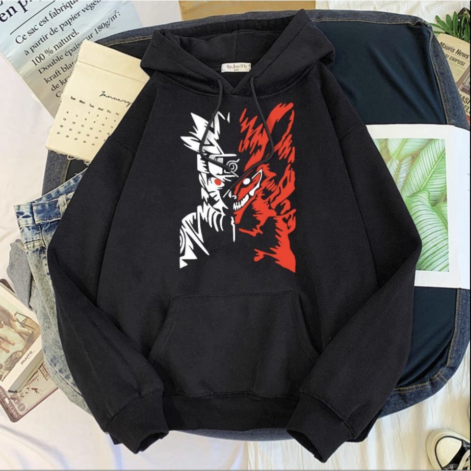 WOLF NARUTO Jumper Hoodie II Sweater Hoodie Anime II Sweter Oblong Topi II SIZE M - XL ( Pria &amp; Wanita / Anak &amp; Dewasa )