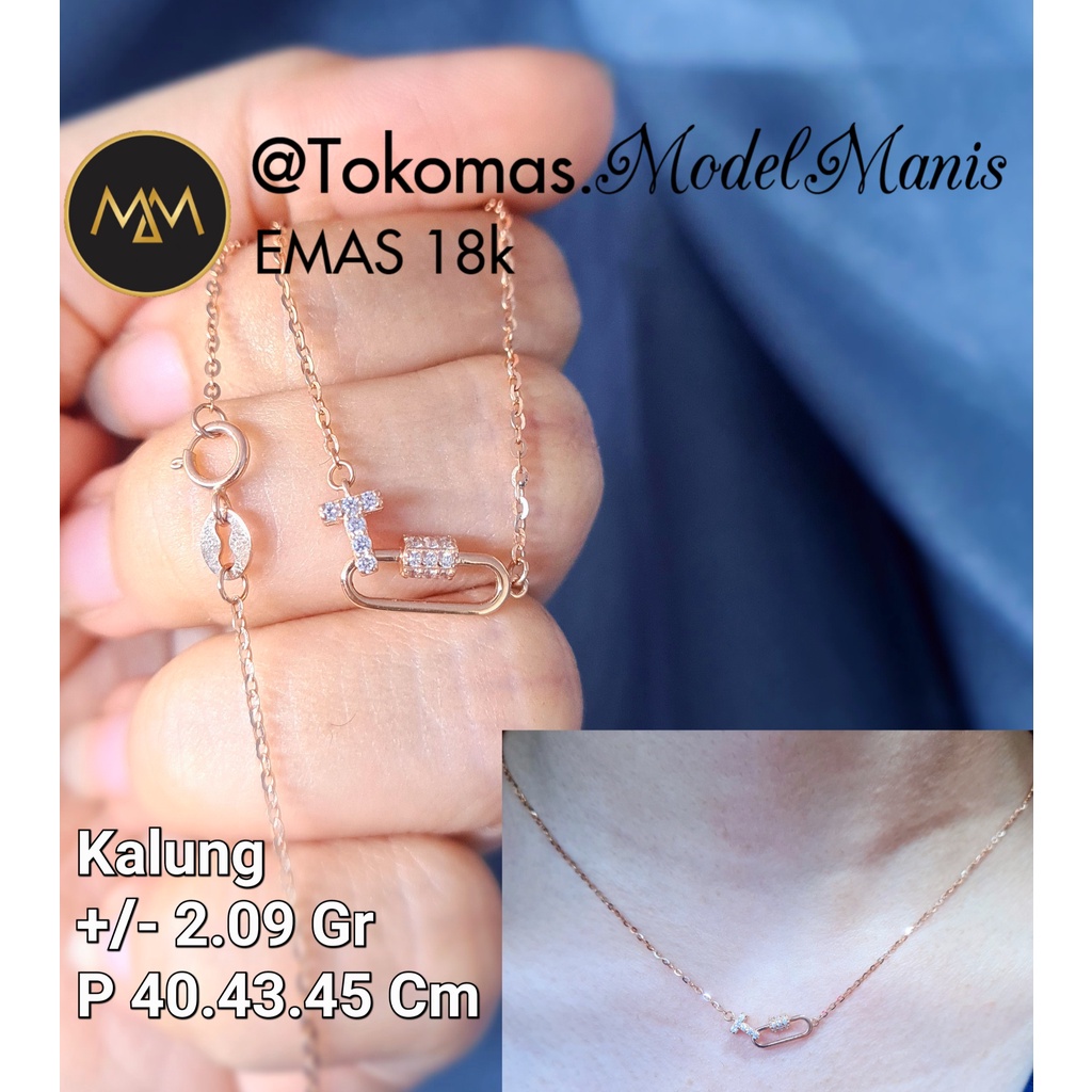 Kalung T Italy AU Rosegold 750 kadar 18k
