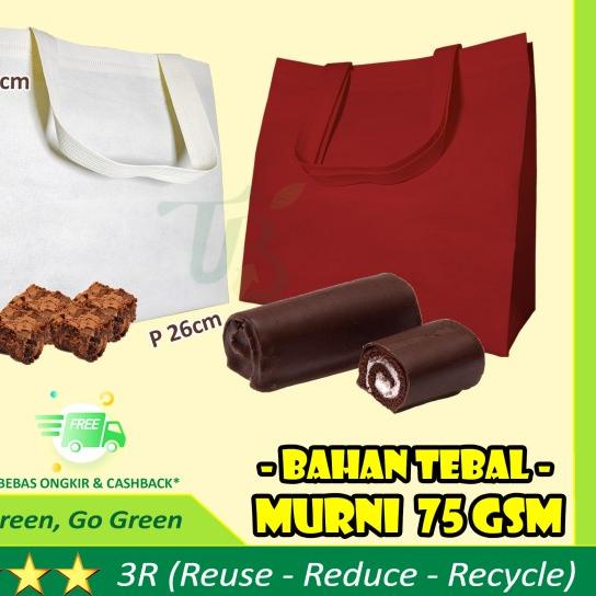 

TAS KUE BROWNIES BOLU 26x13x30cm SPUNBOND SEPATU BUKAN PEPER BAG DUS - Merah