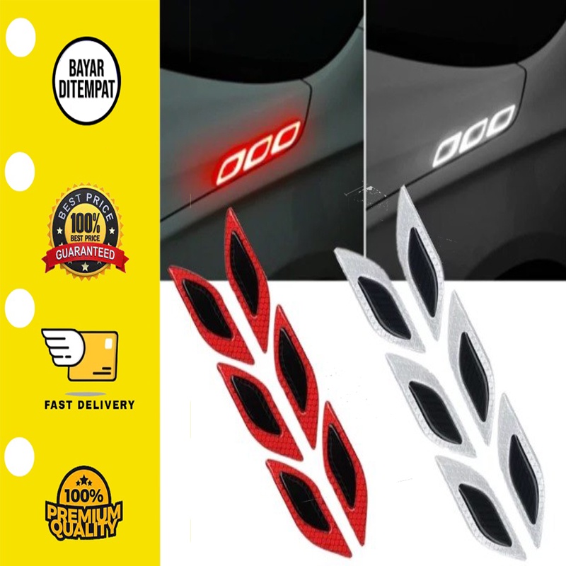 ✅ 6 Pcs/set Stiker Reflektor 3D Carbon Dekorasi Motor Mobil Exterior Reflektor Mobil Nyala Warning Sign Mobil Truk Auto Mobil Reflektif Strip Anti-Gores Keselamatan Peringatan Stiker Mobil Aksesoris