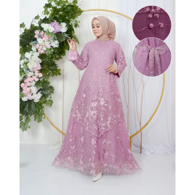 Kebaya Gamis Tingkat Runcing Modern / Kebaya Gamis Pesta Mewah / Gamis Bridesmaid / Gamis Brukat Modern