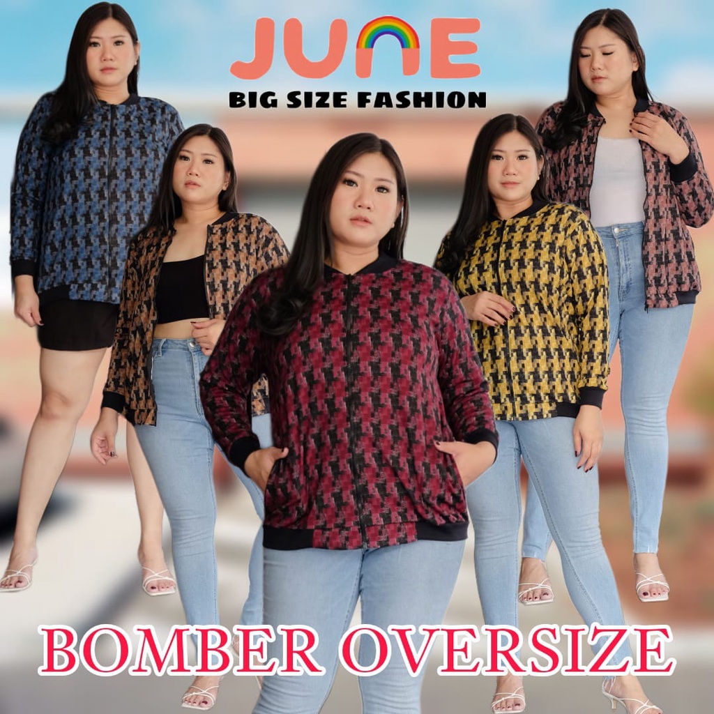KIL JUNE - BOMBER JUMBO WANITA MOTIF ABSTRAK / BOMBER WANITA UKURAN BESAR / BOMBER WANITA BSIZE /