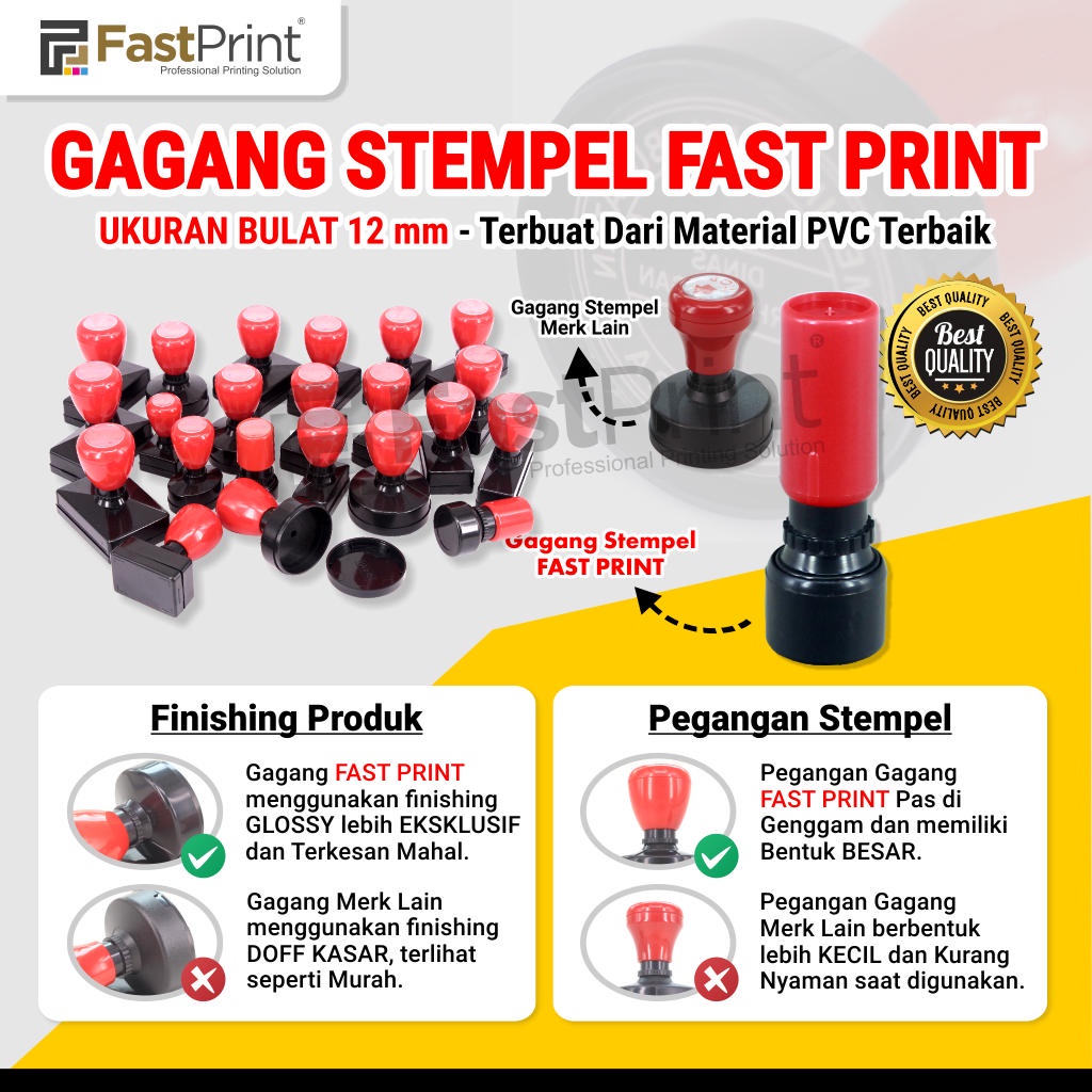 Gagang Stempel Flash Bulat Ukuran D12 12MM