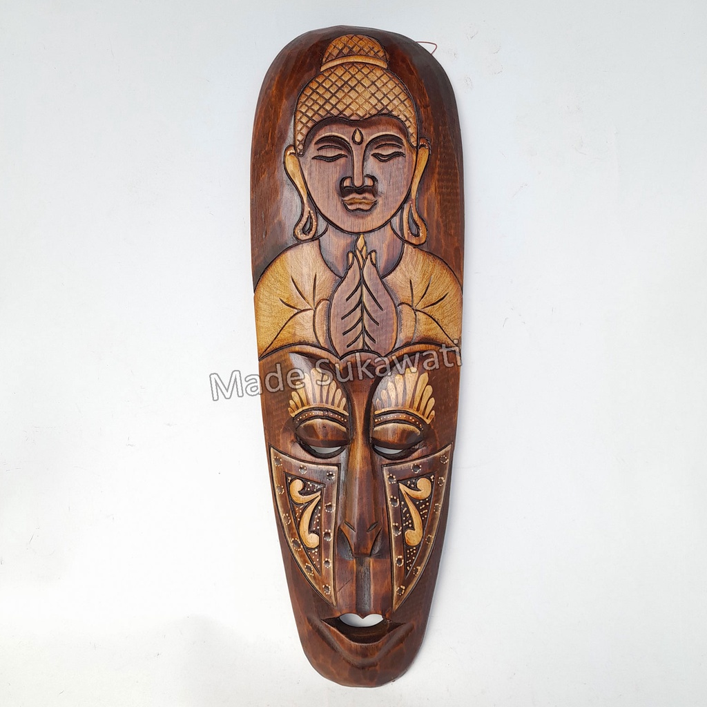 Hiasan dinding topeng Lombok 50cm kerajinan ukiran kayu handmade