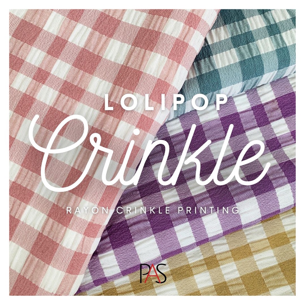 [MINIMAL 2X KLIK UNTUK 1 YARD] Kain Rayon Crinkle Motif Kotak Bahan Lolipop Crinkle Premium HARGA PE