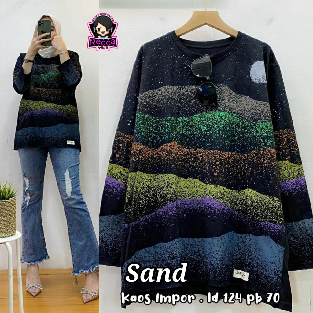 ATASAN BLOUSE WANITA JUMBO SAND LD 124 PB 70 KAOS IMPORT PREMIUM HARIAN REMAJA IBU IBU CEWE TERBARU 