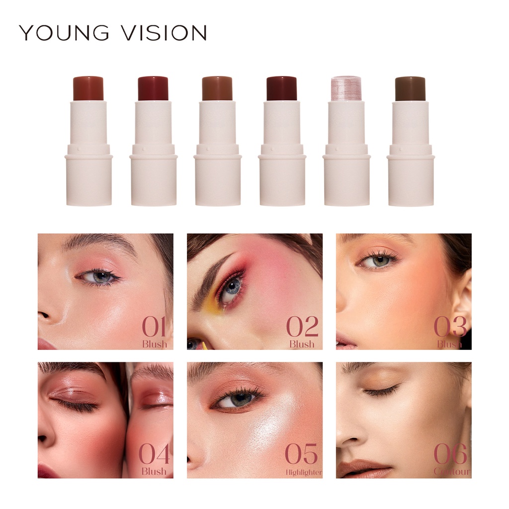 【Baru】YONG VISION Handaiyan Blush Stick Set Matte Cream Blush Stick for Cheeks, Eyes and Lips Trimming highlight Natural Makeup Waterproof Long Lasting