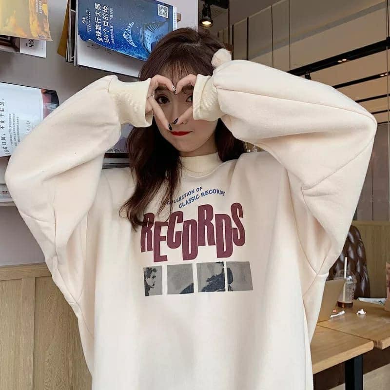 ￼Sweater Oblong Remaja Record Sweater Wanita Sweater Cewek Baju Atasan Wanita Baju atasan Cewek Baju
