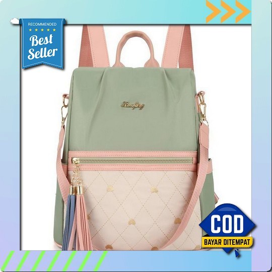 Ladies Backpack - Tas Ransel Import Wanita Badoo 3182 Bahan Nylon Free Gantungan Boneka Tas Ransel C